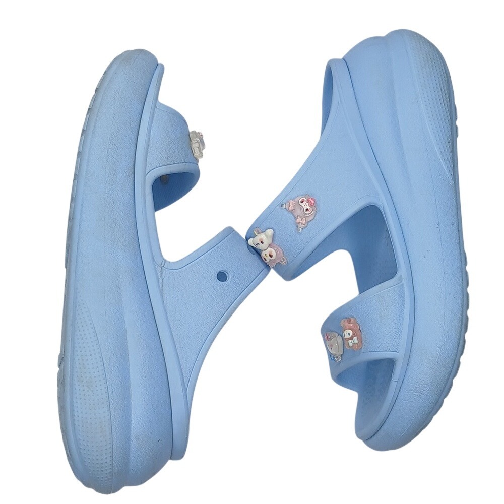 Crocs Classic Slide Women Size 6 Light Blue Sanrio Jibbitz Platform Sandals - Picture 4 of 7